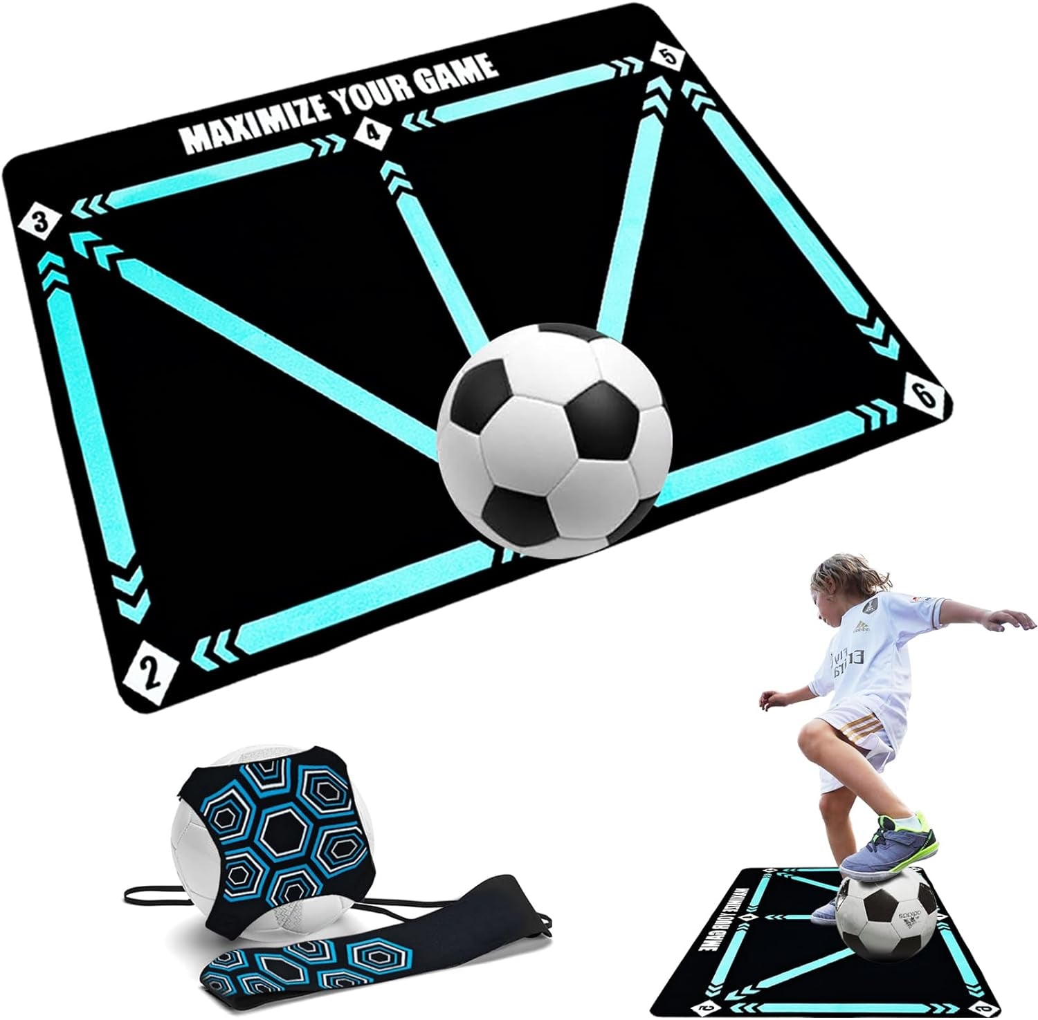 Football Footstep Training Mat, Soccer Training Mat, Agility Footstep Training Mat, Soccer Train Mat for All Levels, Non-Slip Silent Equipment for All Ages to Improve Speed, Strength and Coordination.