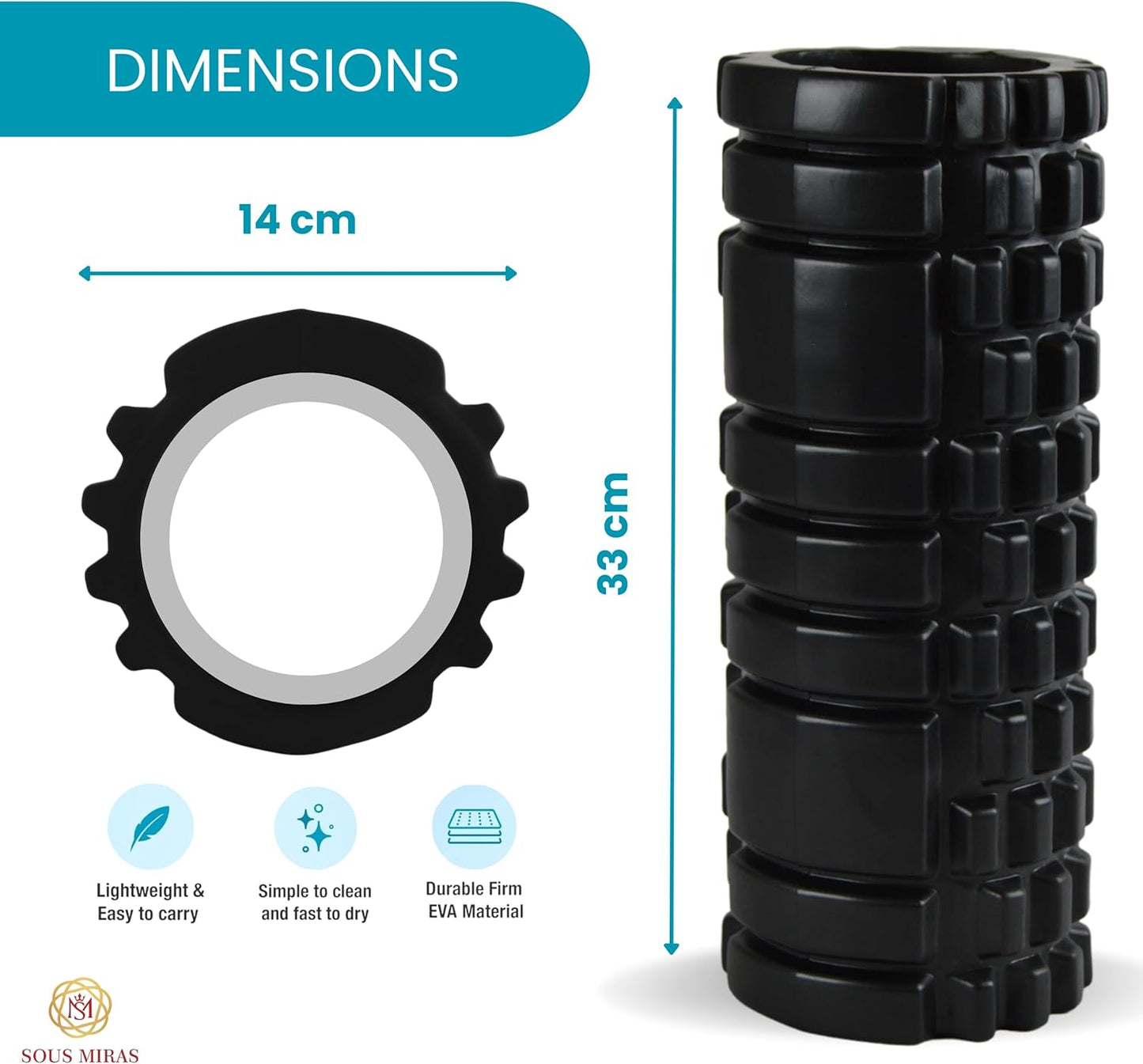 Foam Roller for Muscle Pain Relief - Deep Tissue Massage Roller for Full Body Relaxation Therapy - Hamstrings, Back Pain & Neck Muscles - Trigger Point & Myofascial Release (Black)