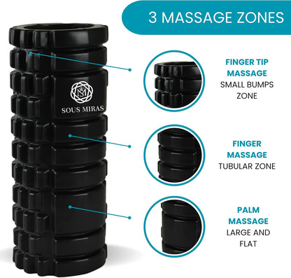 Foam Roller for Muscle Pain Relief - Deep Tissue Massage Roller for Full Body Relaxation Therapy - Hamstrings, Back Pain & Neck Muscles - Trigger Point & Myofascial Release (Black)