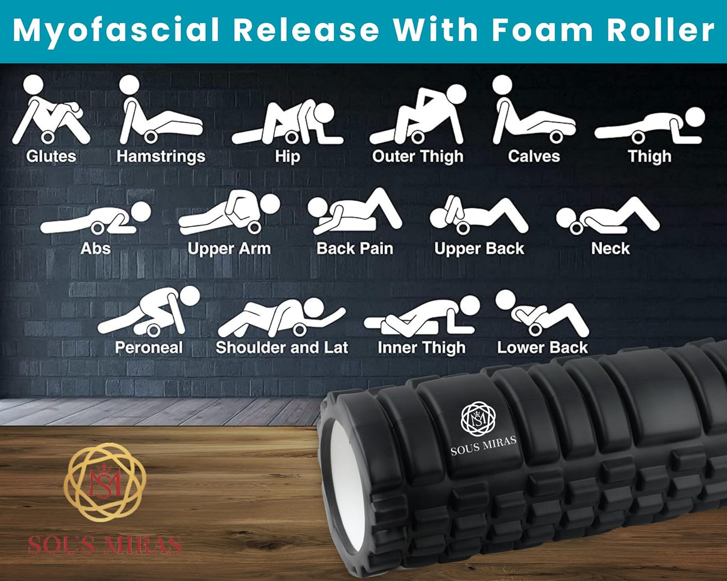 Foam Roller for Muscle Pain Relief - Deep Tissue Massage Roller for Full Body Relaxation Therapy - Hamstrings, Back Pain & Neck Muscles - Trigger Point & Myofascial Release (Black)