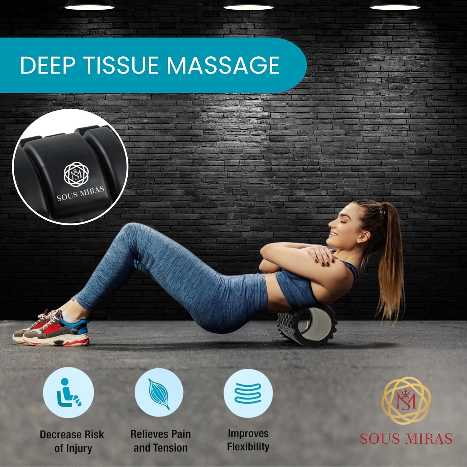 Foam Roller for Muscle Pain Relief - Deep Tissue Massage Roller for Full Body Relaxation Therapy - Hamstrings, Back Pain & Neck Muscles - Trigger Point & Myofascial Release (Black)